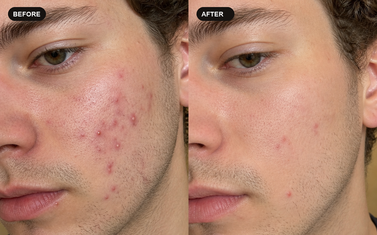 Close-up illustrative before and after comparison for curly and coily hair care